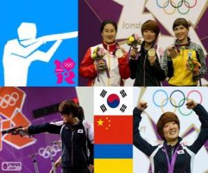 yapboz Kadın 25 m tabanca atış podyum, Kim Jang - zaman (Güney Kore), Chen Ying (Çin) ve Eric Kostevych (Ukrayna) - Londra 2012-
